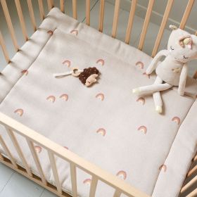 PLAYPEN MAT 75 X 95 CM |BEIGE WITH RAINBOWS PATTERN