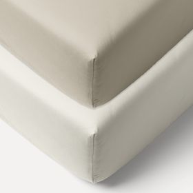 2-PACK ORGANIC COTTON JERSEY FITTED SHEET 40/45 X 90 CM| WHITE AND BEIGE