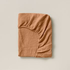 FITTED SHEET 90 X 200 CM MUSLIN COTTON | TAN