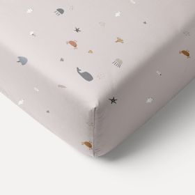JUNIOR BED FITTED SHEET 80x160 CM «SEA LIFE» | BEIGE-SAND