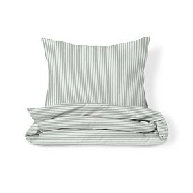 Duvet cover set «Striped» | 120 x 150 cm | Offwhite and green