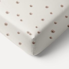 JUNIOR FITTED SHEET 80 X 160 CM «PANSY» | BEIGE-PINK