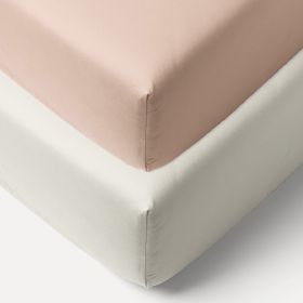2-PACK ORGANIC COTTON JERSEY FITTED SHEET 40/45 X 90 CM| DUSTY PINK AND IVORY