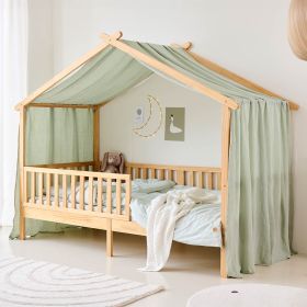 CURTAIN FOR HOUSE BED «MAISON» | 80 X 160 CM | MUSLIN COTTON | GREEN