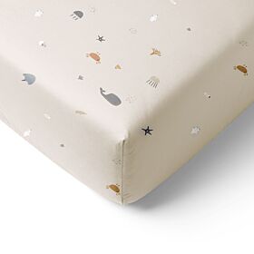 COT FITTED SHEET 60 x 120 CM «SEA LIFE» | BEIGE-SAND