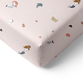 JUNIOR BED FITTED SHEET 80x160 CM «MERMAIDS» | LIGHT DUSTY PINK
