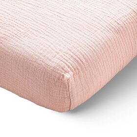 FITTED SHEET 80 X 160 CM MUSLIN | MUSLIN COTTON| PINK