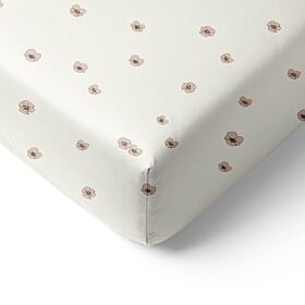 JUNIOR FITTED SHEET 80 X 160 CM «PANSY» | BEIGE-PINK