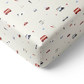 JUNIOR BED FITTED SHEET 80 X 160 CM «VEHICLES» | BEIGE