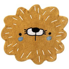 Machine washable animal rug for kids room 95x100 cm | A lion named Leo