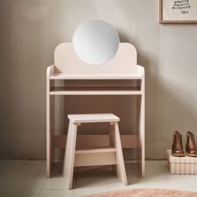 KIDS DRESSING TABLE WITH MIRROR AND CHAIR | WOOD |«BELLE» | PINK
