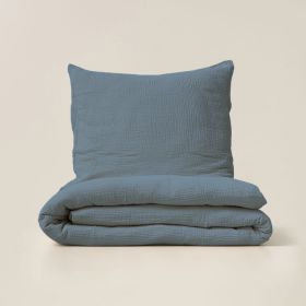 Duvet cover set muslin cotton | 120 x 150 cm | Denim blue