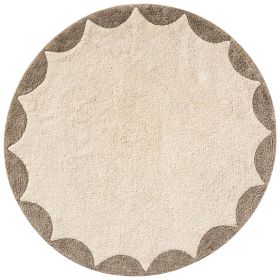 Washable children's rug with anti-slip coating «CERCLE» Ø120 cm | Off white-taupe