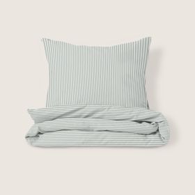 Duvet cover set «Striped» | 120 x 150 cm | Offwhite and green