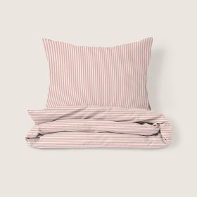 Duvet cover set «Striped» | 120 x 150 cm | Off-white and pink