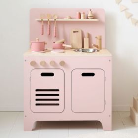 Wooden play kitchen «Rose» | Incl. 13-piece accessory-set | Pink