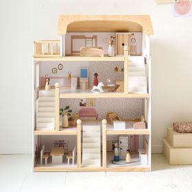 Large wooden dolls house «Blanche» | Incl. 19-piece furniture set | 80 cm | White
