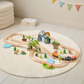 WOODEN TRAIN SET 62 PIECES «FORÊT» | MULTICOLOUR
