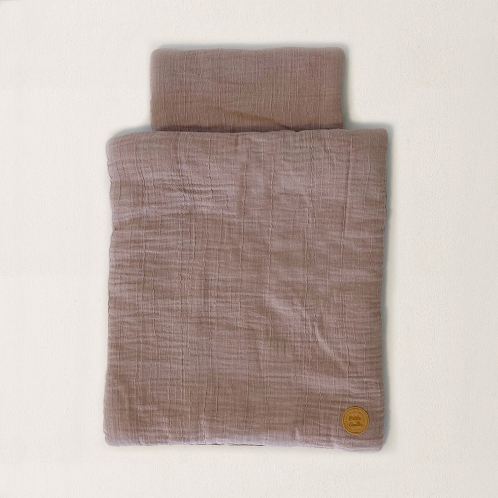 Bedding for doll bed in organic cotton | Dark Pink