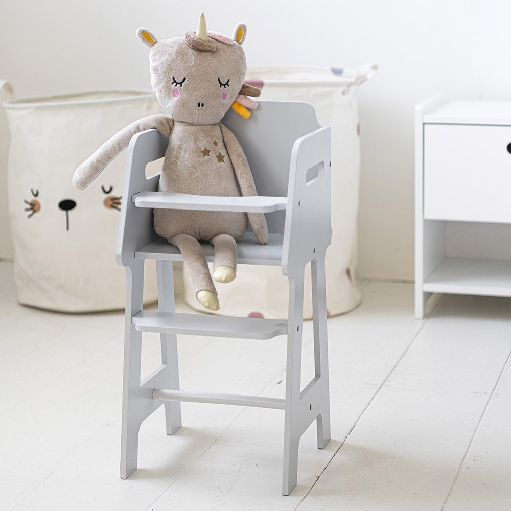 Wooden Dolls Highchair «Colombe» | Soft Grey