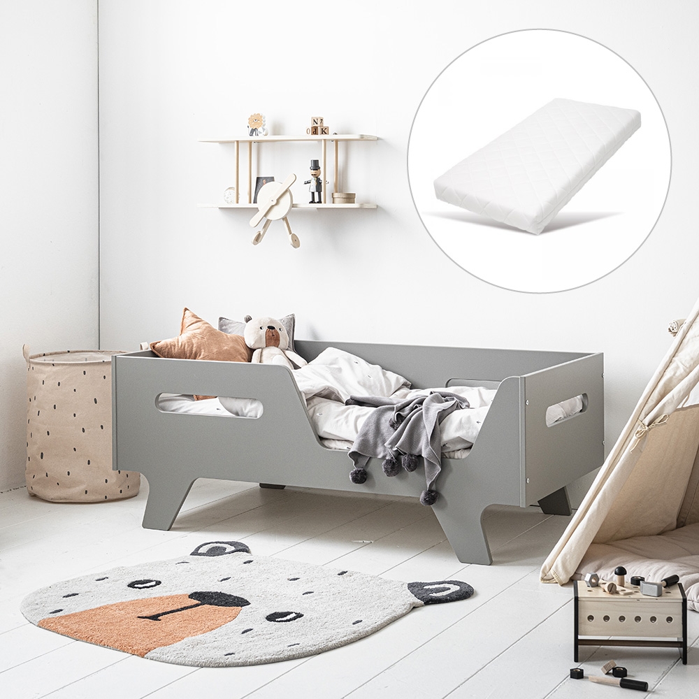 PEUTERBED «COLOMBE» 140X70CM GRIJS INCL. 10CM PEUTERMATRAS