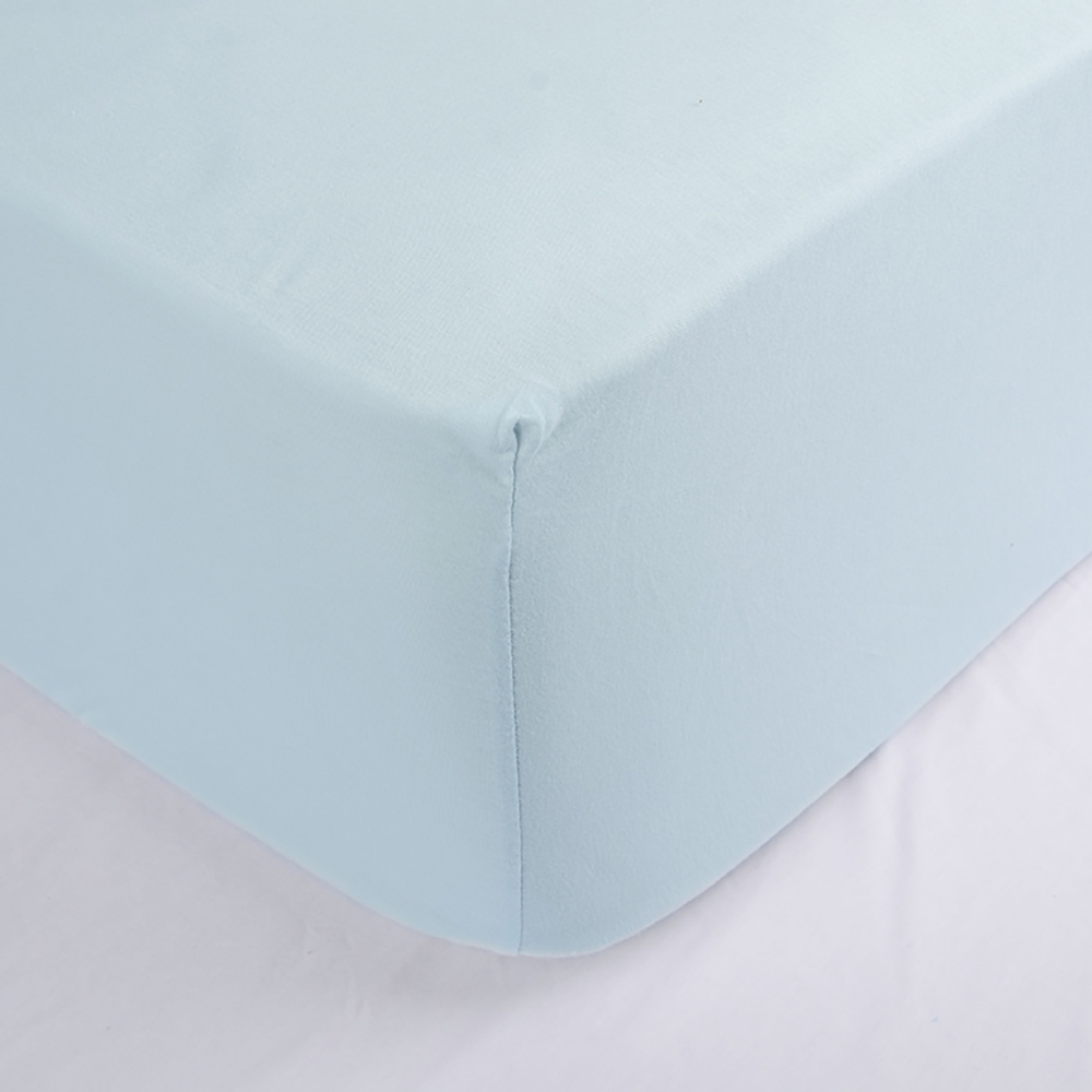 Organic cotton jersey fitted sheet | 80 x 160 cm | Light blue