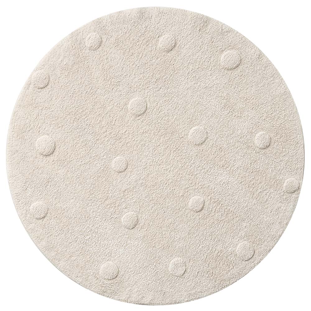 WASHABLE CHILDREN'S RUG| ROUND| NATURAL WITH DOTS 