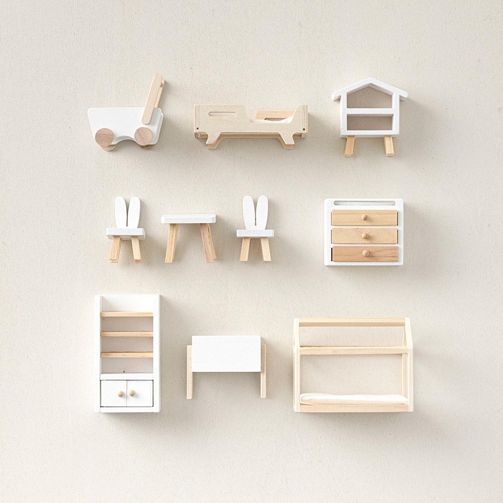 Doll house furniture 10-piece set | Kidsroom | White/Wood