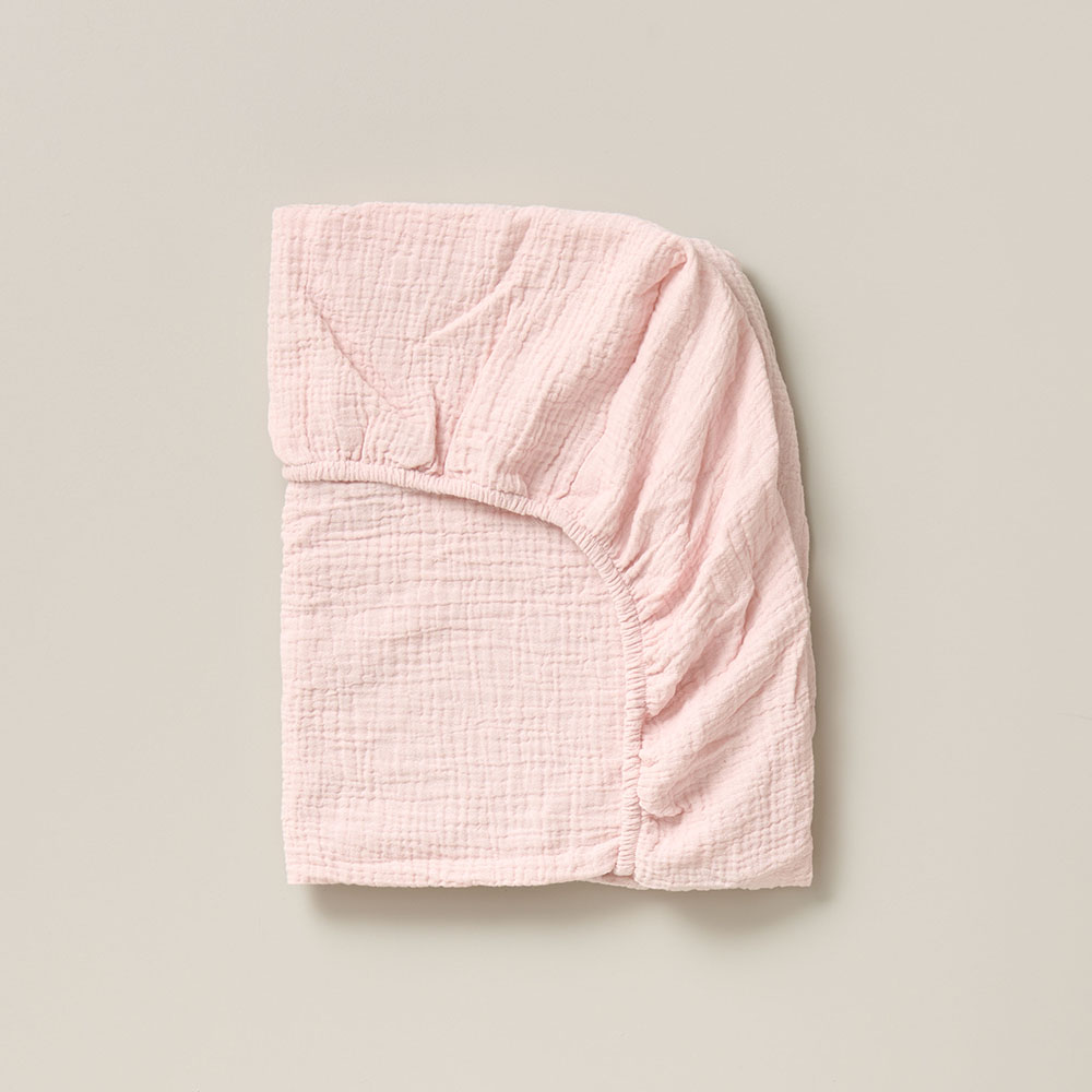 Fitted sheet 70x140 cm muslin | 100% organic cotton | Soft pink
