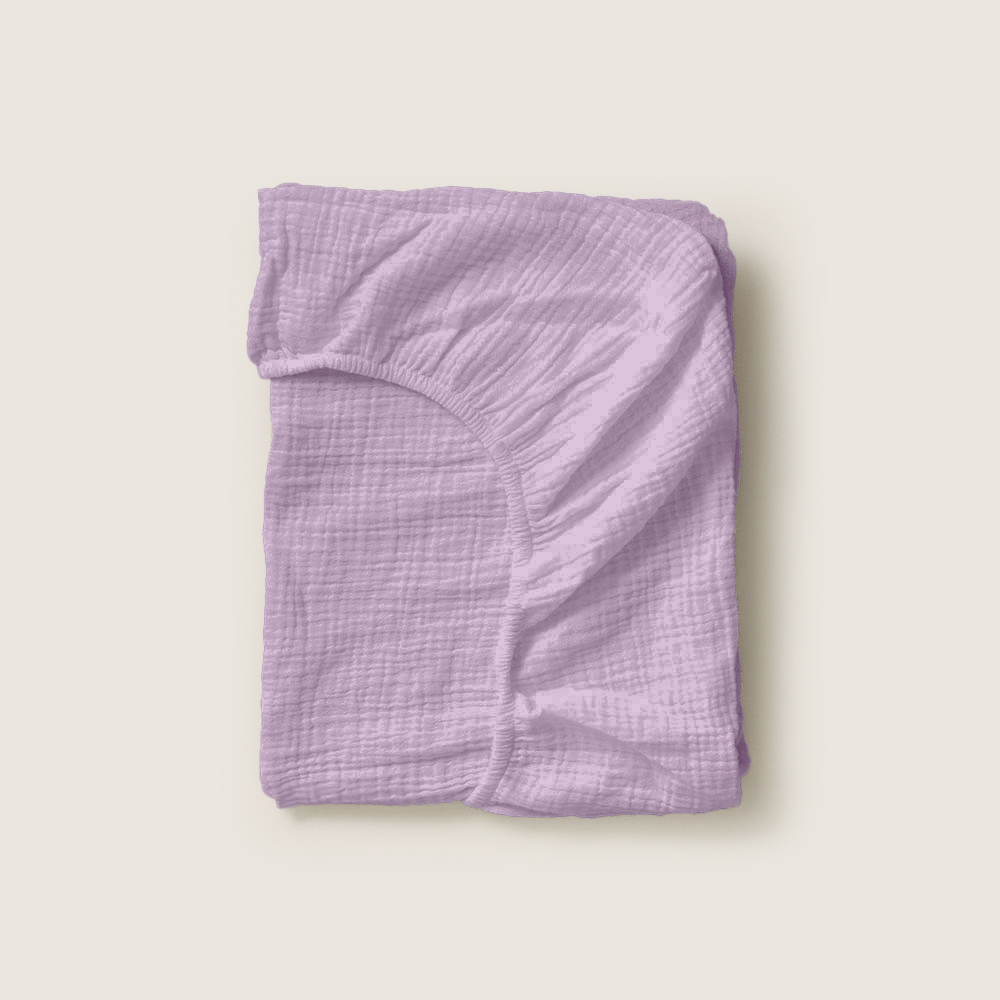 Fitted sheet 90 x 200 cm muslin cotton | lilac
