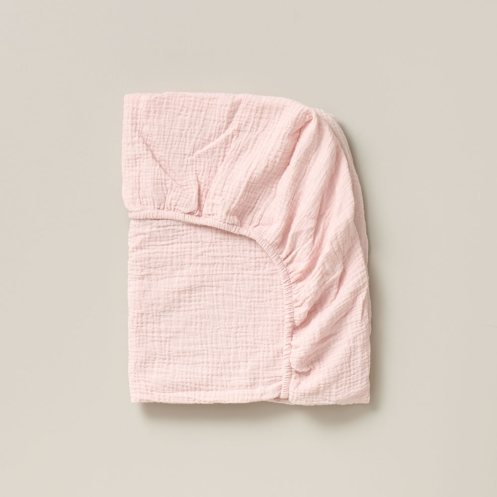 FITTED SHEET 90 X 200 CM MUSLIN COTTON | PINK