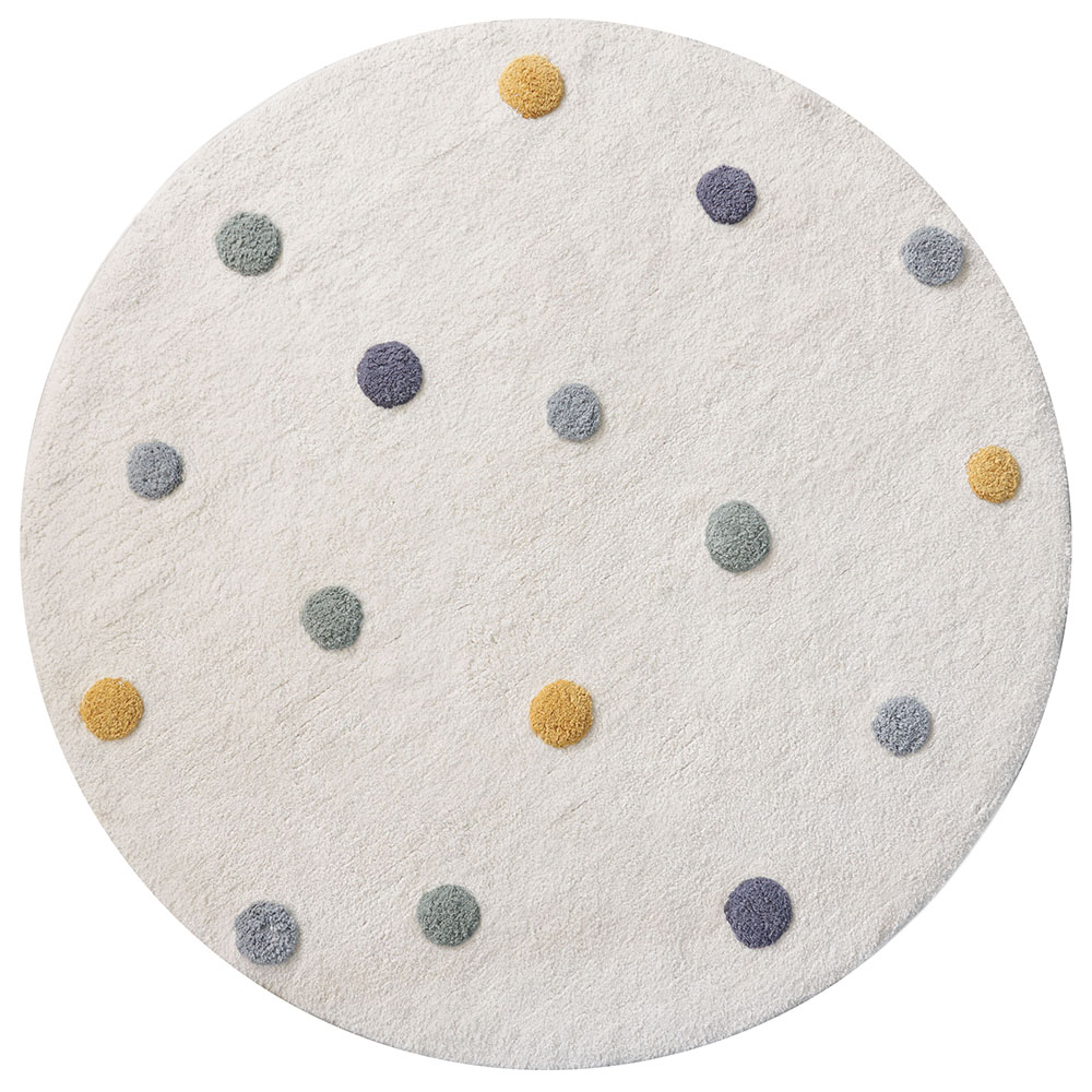WASHABLE CHILDREN'S RUG | ROUND Ø110 CM | OFF-WHITE WITH DOTS