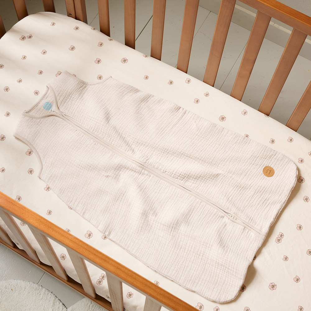 SLEEVELESS BABY MUSLIN SLEEPING BAG | BEIGE | 90 CM | 6-18 MONTHS