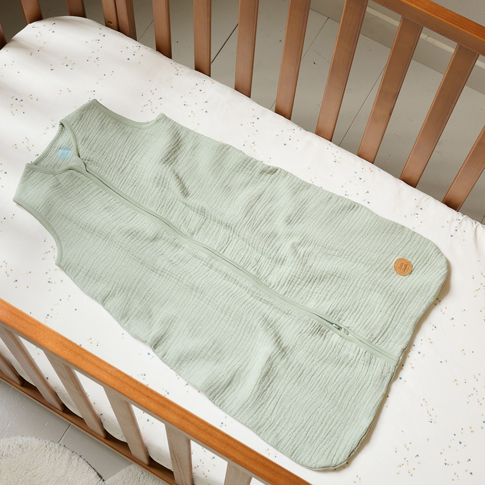 SLEEVELESS BABY MUSLIN SLEEPING BAG | GREEN | 90 CM | 6-18 MONTHS