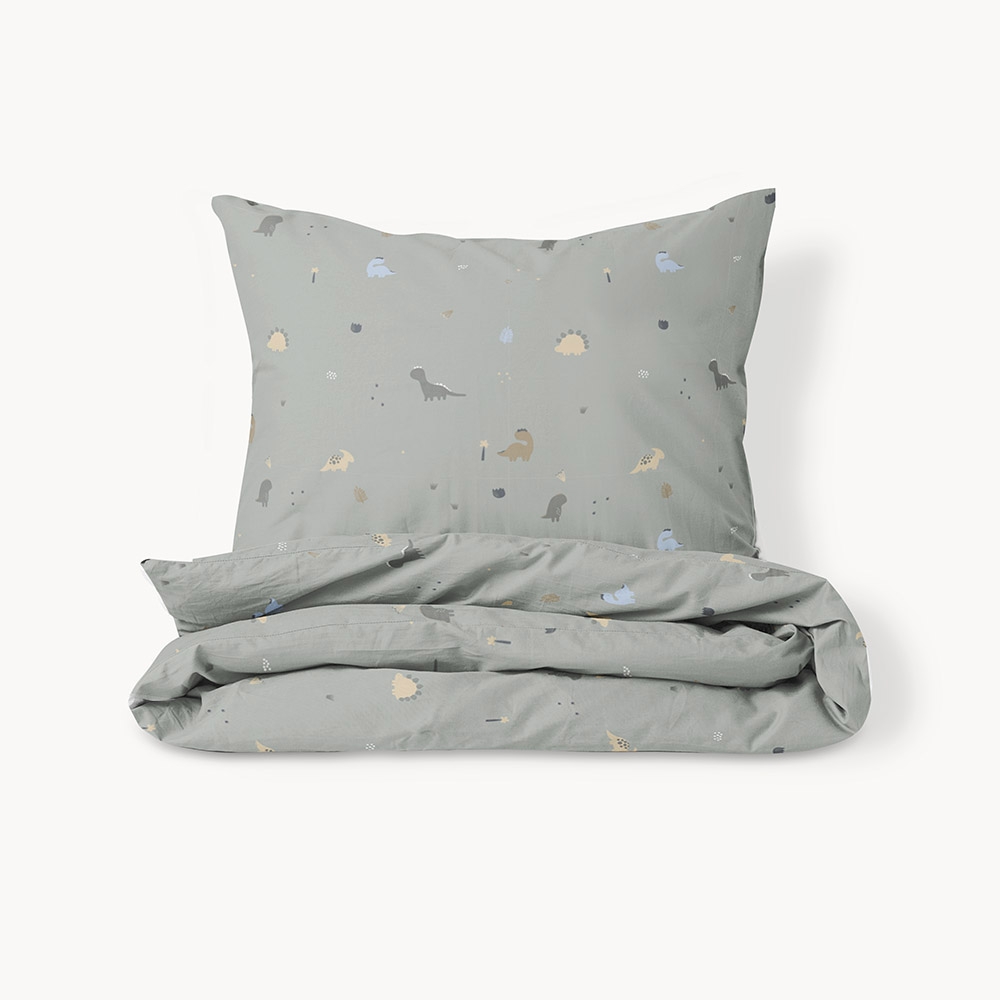 DUVET COVER SET 120x150 «DINO» | GREY-GREEN