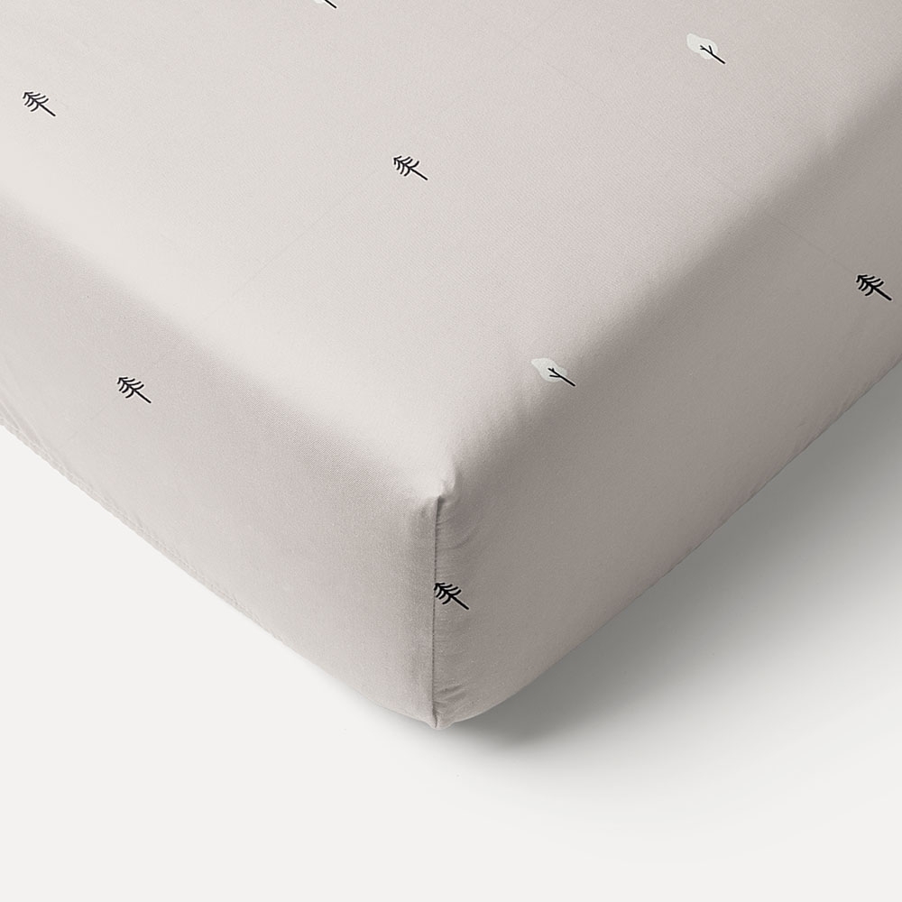 Fitted Sheet «Forêt» 70x140cm | Light Grey