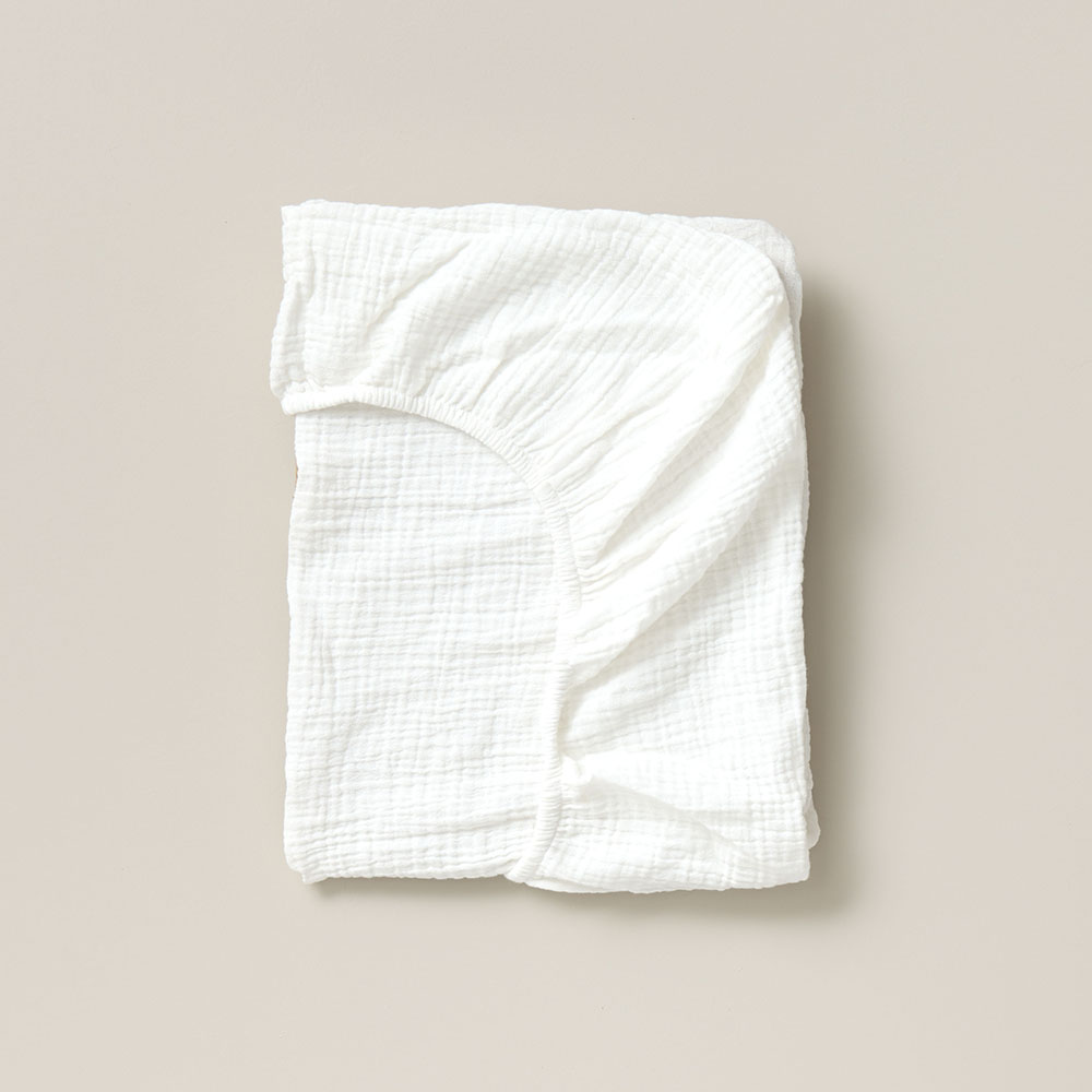 FITTED SHEET 90 X 200 CM MUSLIN COTTON | WHITE