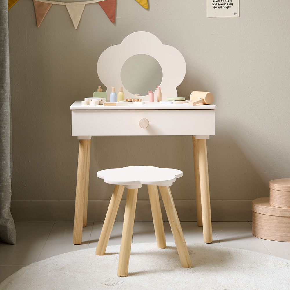 white christmas dresses CASPIAN Furniture Engineered Wooden Dressing Table with Long Mirror