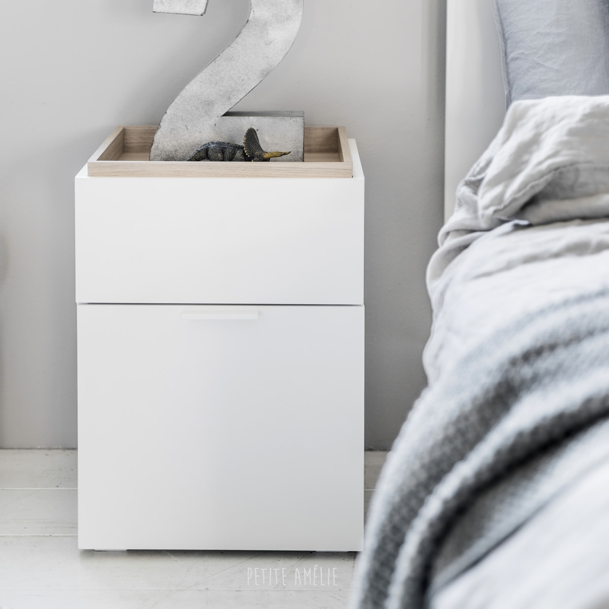 Childrens white store bedside table