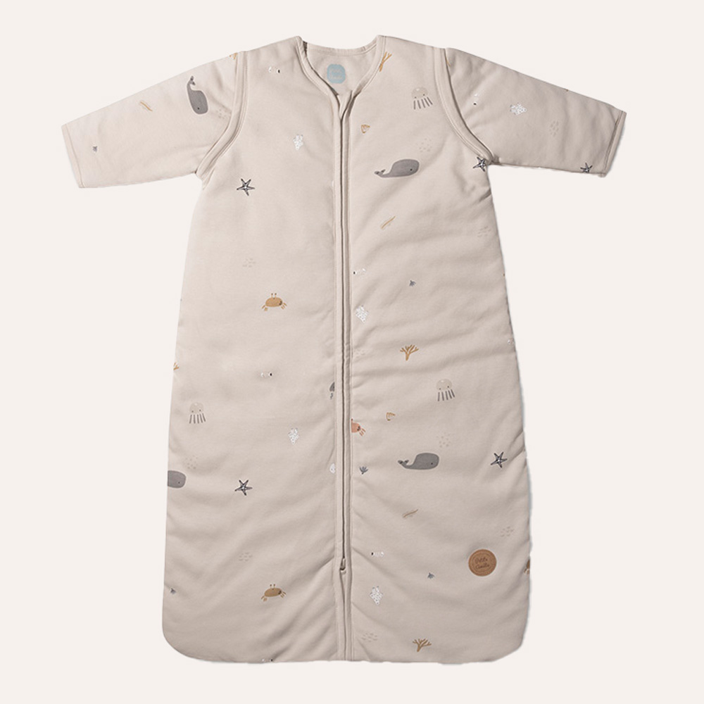 BABY SLEEPING BAG WITH DETACHABLE SLEEVES «SEA LIFE» | BEIGE | 70 CM | 3-6 MONTHS