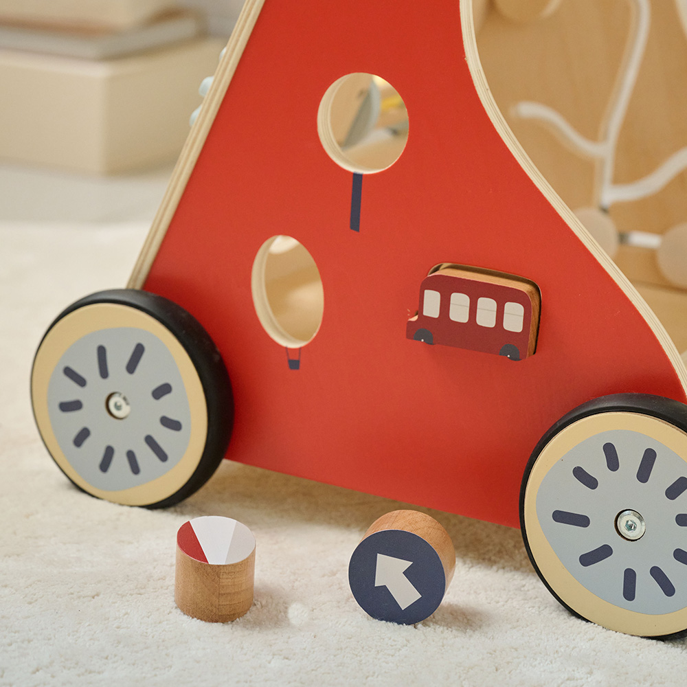 Wooden walker for baby​ «Vroum» in red ✔️ Petite Amélie